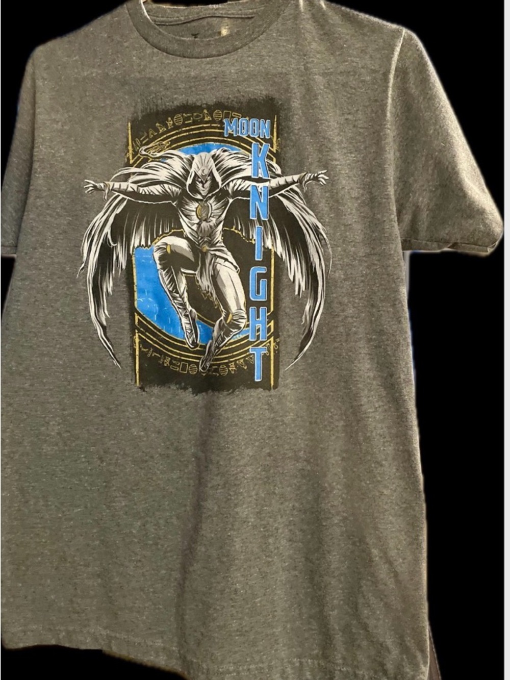 Marvel Moon Knight Graphic Tee - Gray with Blue and Gold Accents
